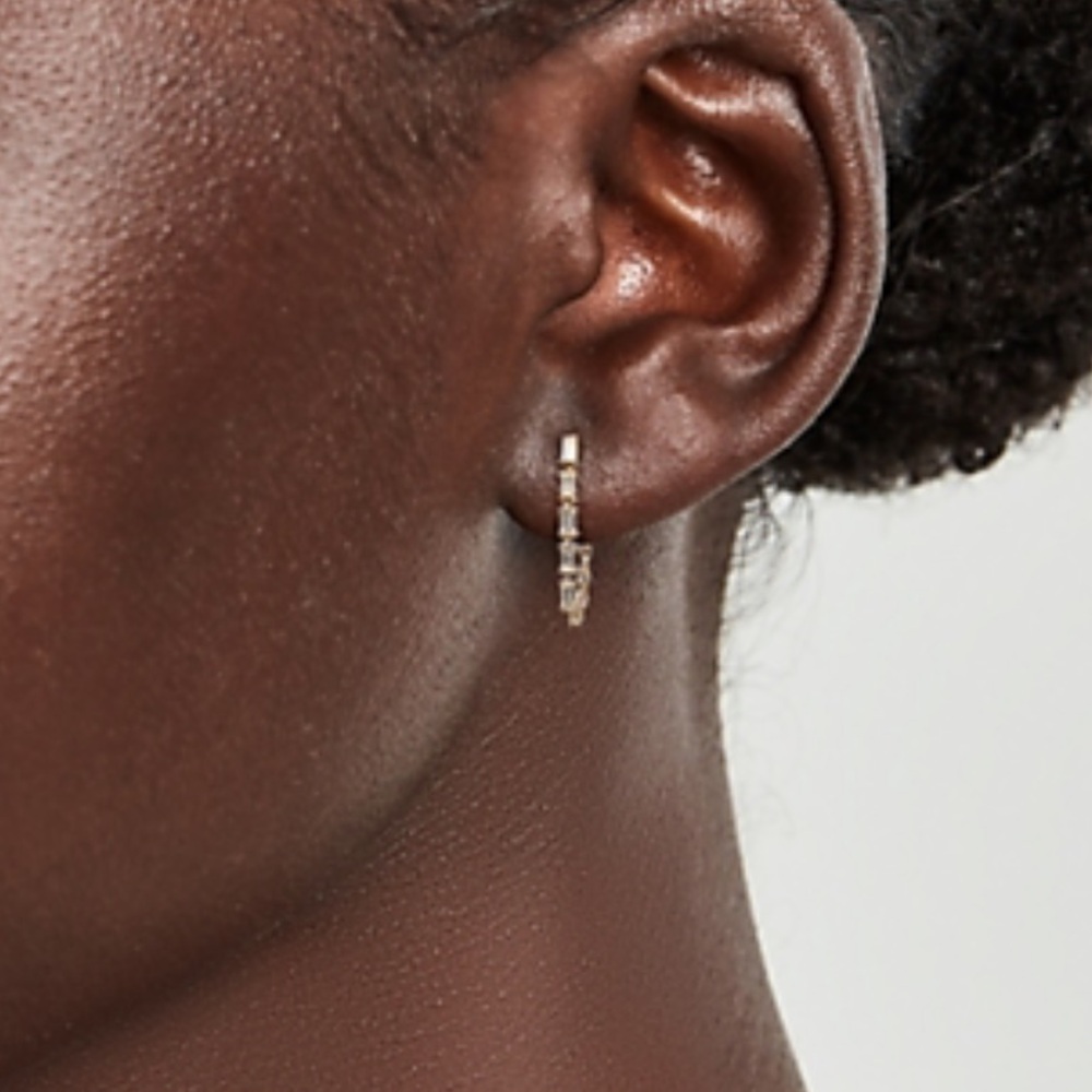 EF collection 14k gold multi diamond baguette chain stud earring